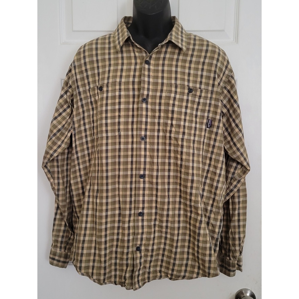 Patagonia Organic Cotton Plaid Long Sleeve Button Up Shirt Mens Size L